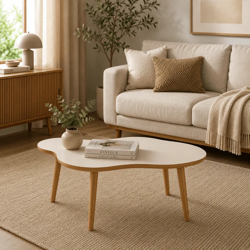 Mesa De Centro Ratona Organica 88CM 100% MDF en Beige - Mesas de living, Uruguay | Balton