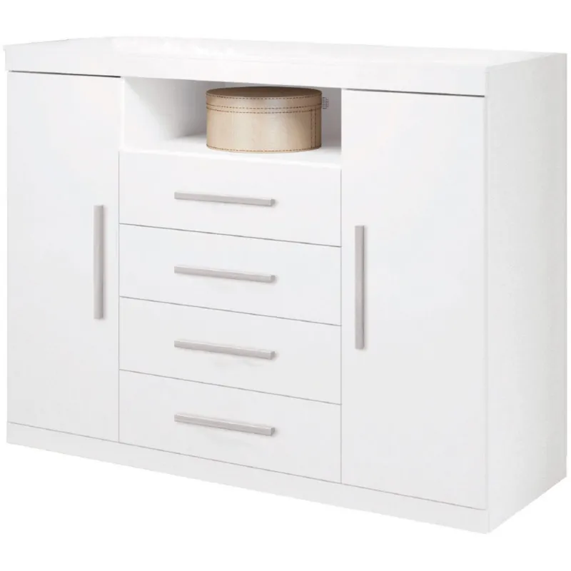 Cómoda Cajonera 2 Puertas 4 Cajones Dormitorio Blan 303866 en Demolición – Atacama – Blanco – Cafe - Cómodas, Uruguay | Muebles Express