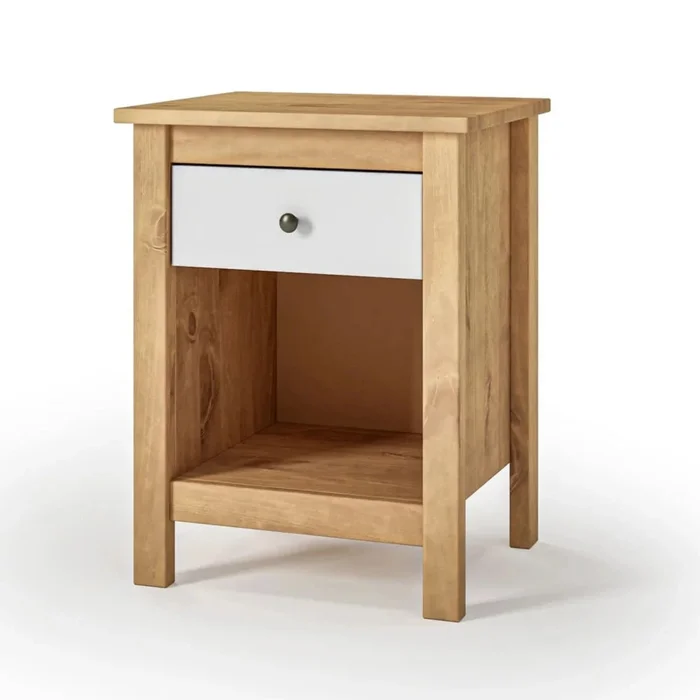 Mesa de Luz 1 Cajón 1 Nicho - Línea Maden - Blanco en Madera natural - Mesas de luz, Uruguay | Ecowood, vista 2