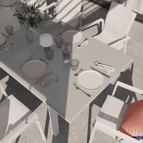 Mesa extensible Odyssea 8-12 Blanca en Blanco - Muebles para el exterior, Uruguay | Naterial Uruguay