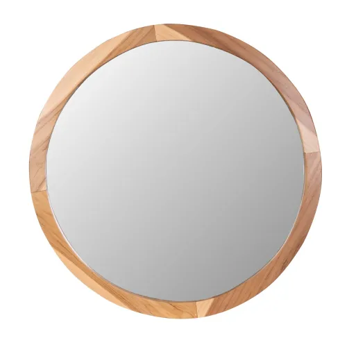 Espejo Redondo 100cm Madera-de-teca Natural-beige Natural en Madera natural - Espejos, Uruguay | Divino