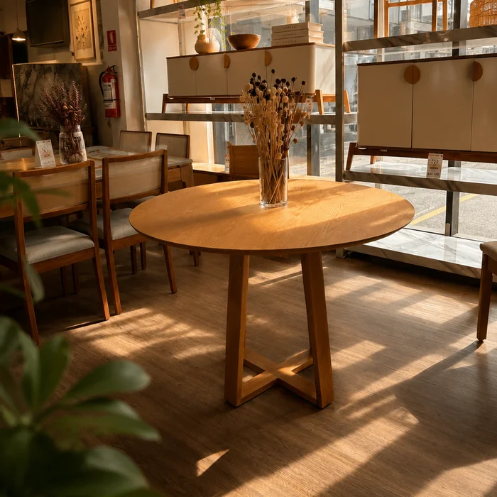 Mesa Asia Redonda 120cm - Madera Maciza en Madera natural - Mesas de comedor, Uruguay | Balton, vista 7
