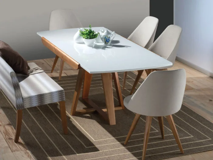 Mesa extensible Ella en Blanco - Mesas de comedor, Uruguay | Arquetipo, vista 2
