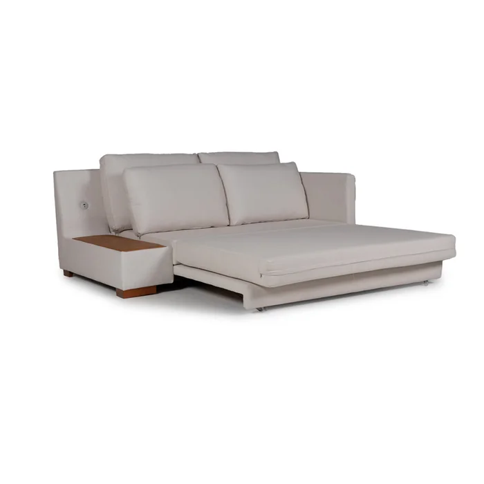 Sofá Cama Niki - Con mesa - Tela Rústica - 9831 (Parma Beige) en Beige - Sillones y sofás, Uruguay | NYR
