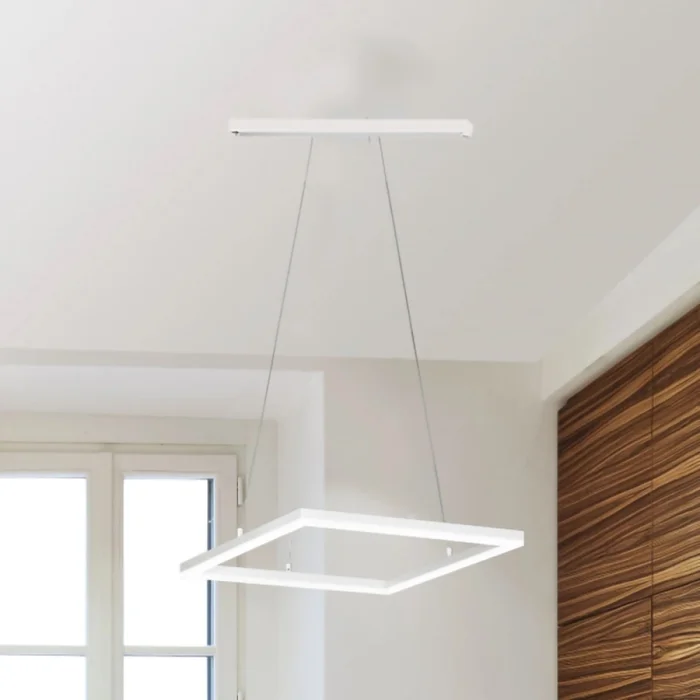 Colgante LED Cuadrado Zurich I 60 cm Blanco en Blanco - Lámparas colgantes, Uruguay | Serlux, vista 3