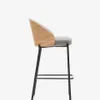 Taburete Eamy de chenilla gris claro chapado en fresno acabado natural y metal negro 65 cm en Gris - Butacas, banquetas y puffs, Uruguay | Kavehome, vista 7 de 9