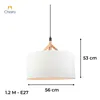 Colgante pantalla de tela natural y detalles en madera 56cm en Blanco - Lámparas colgantes, Uruguay | Iluminica, vista 4 de 6