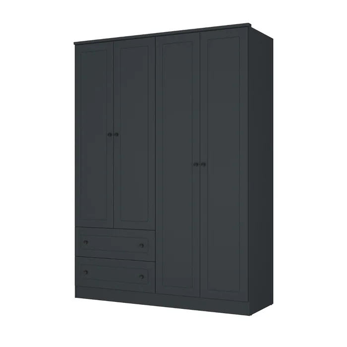 Ropero Americana PLUS 4 puertas 2 cajones - 100%MDF - Gris Grafito en Gris - Roperos y placares, Uruguay | Rústico Hogar