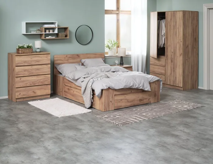 Estructura cama LIMFJORDEN King 180x200 3 cajones roble en Madera natural - Dormitorio, Uruguay | JYSK, vista 2