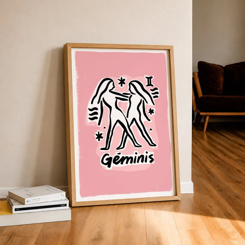 Géminis - Cuadro Signo del Zodíaco en Rosa - Láminas, Uruguay | Kiosko de Mar