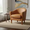 POLTRONA MADERA CLARA - TAPIZADO EN PU TOSTADO en Marrón - Butacas, banquetas y puffs, Uruguay | Champagne Home, vista 1 de 4