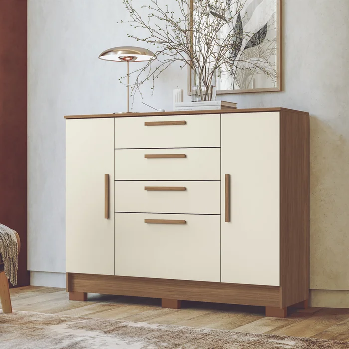 Comoda Cajonera Dormitorio 4 Cajones 2 Puertas en Beige - Muebles, Uruguay | Soy Hogar, vista 6