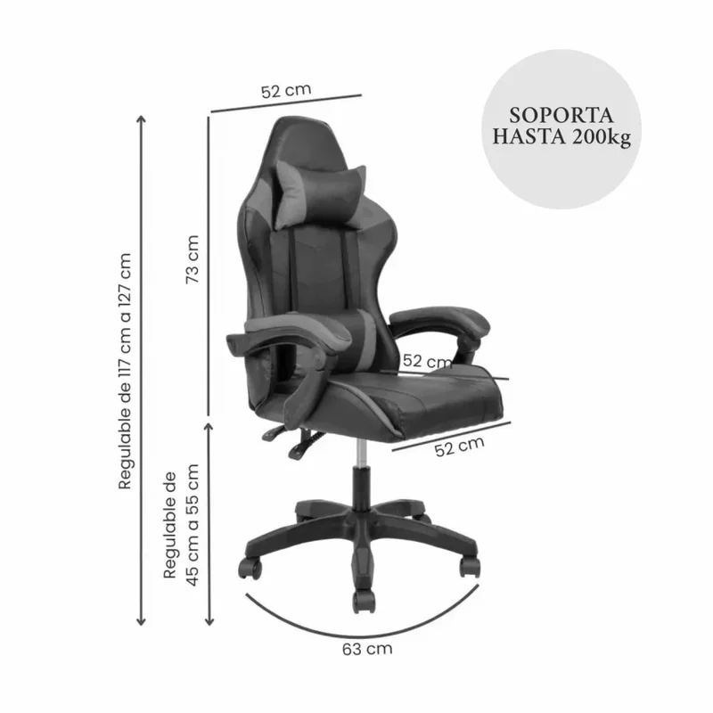 Silla Gamer Gaming Ergonomica Reclinable - Rojo en Rojo - Sillas de escritorio, Uruguay | Ecowood, vista 4
