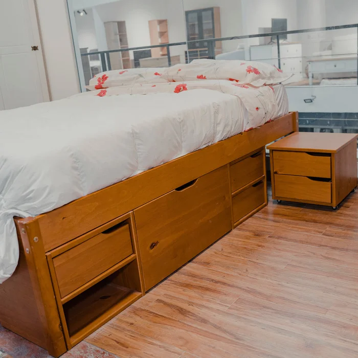 Cama Madera Maciza Con Cajones - Queen - Natural en Marrón - Dormitorio, Uruguay | Ecowood, vista 8