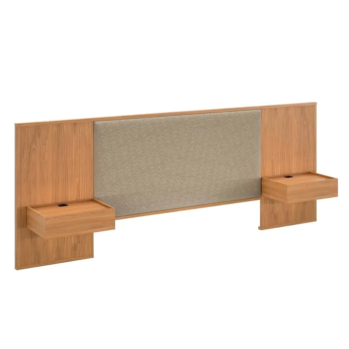 Respaldo Queen tapizado con mesa de luz Liam - Moderna - Marrón en Marrón - Respaldos de cama, Uruguay | Rústico Hogar, vista 2