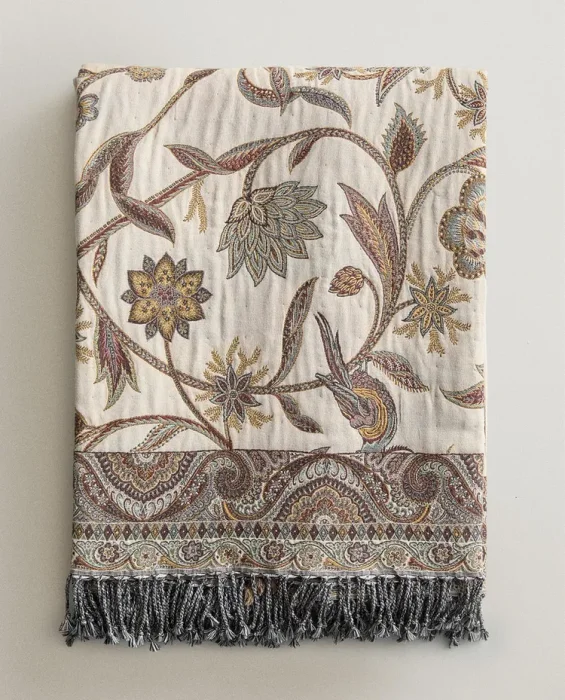 MANTA JACQUARD FLORES - Textiles, Uruguay | Zara Home