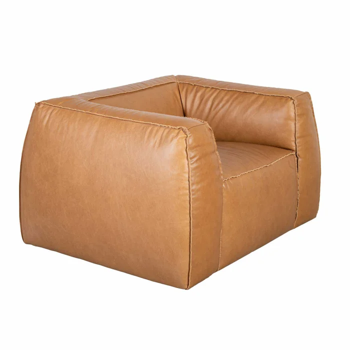 Sofá Cuero Marron Tufa Camel en Beige - Sillones y sofás, Uruguay | Divino, vista 2