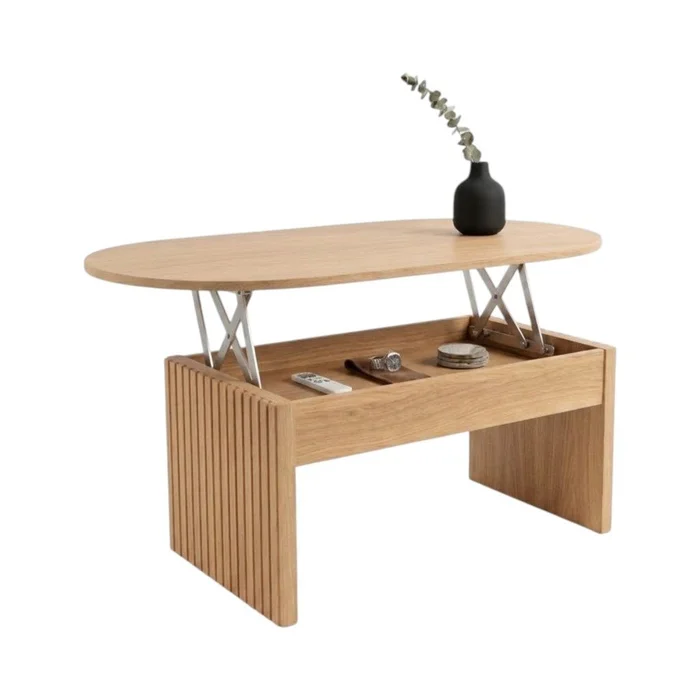 Mesa de Centro Articulada Capri Ovalada – Olmo en Madera natural - Mesas de living, Uruguay | Berna Home, vista 2
