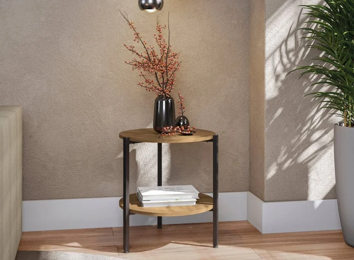 MESA ESQUINERA LINEA INDUSTRIAL HIERRO en Madera natural - Mesas de living, Uruguay | Balton, vista 6
