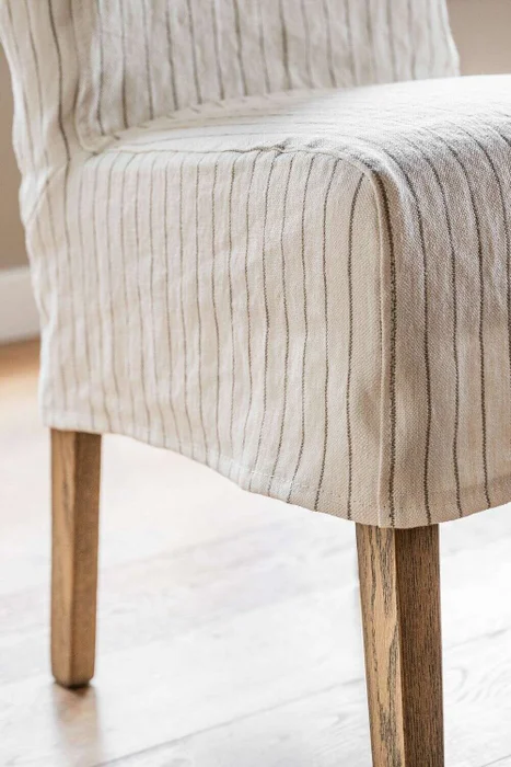 FUNDA SILLA AÑO 50 - LINO ALTO GRAMAJE RAYADO OFF WHITE en Blanco - Sillas, Uruguay | La Iberica, vista 3