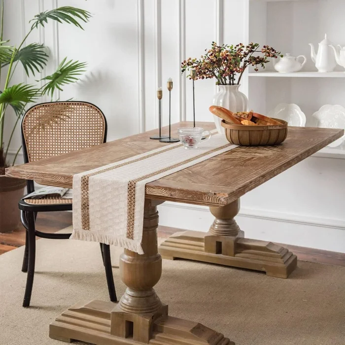 Sendero caminero de mesa líneas marrón 30x180cm en Marrón - Textiles, Uruguay | Buho Store, vista 2