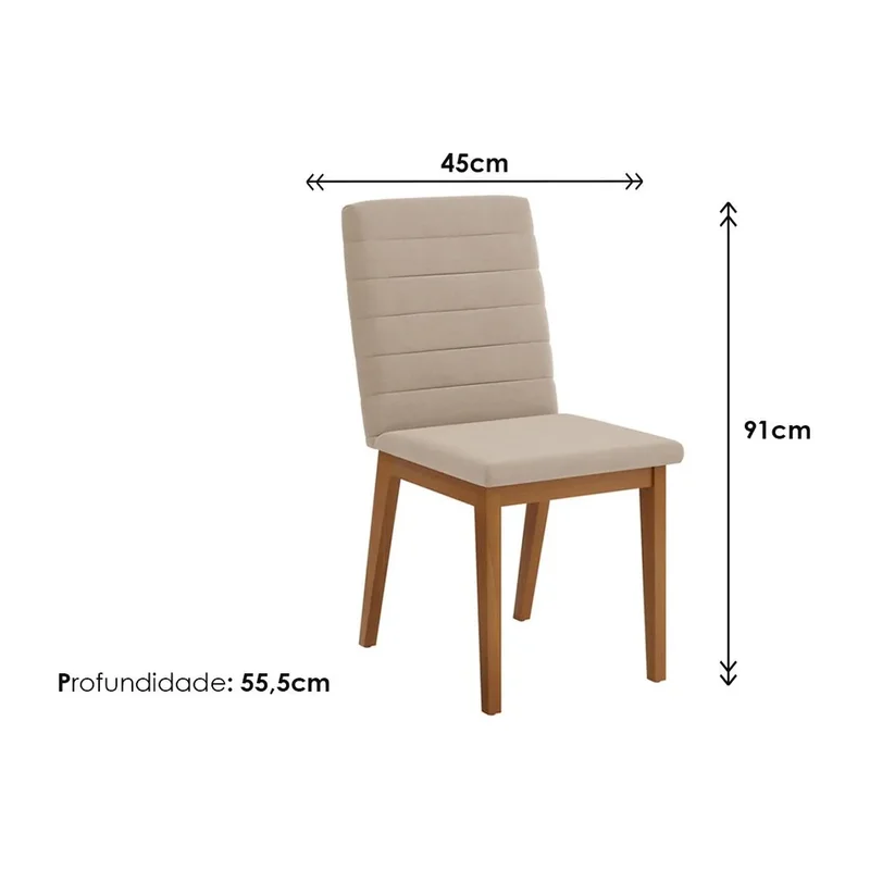 Silla De Comedor Moderna Tapizada Tela Patas Madera en Beige - Comedor, Uruguay | Soy Hogar, vista 3