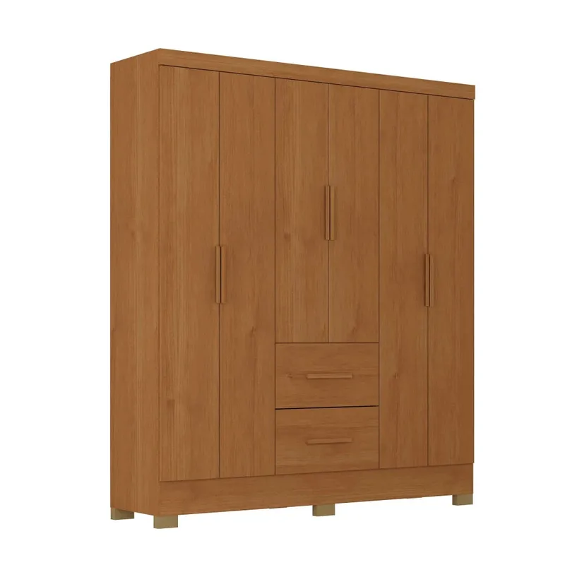 Ropero Max 6 Puertas 2 Cajones - Línea Glam - Natural en Madera natural - Roperos y placares, Uruguay | Ecowood