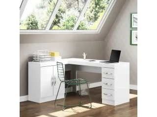 Escritorio en L 2 puertas 3 cajones en Blanco - Escritorios, Uruguay | Quesal, vista 4
