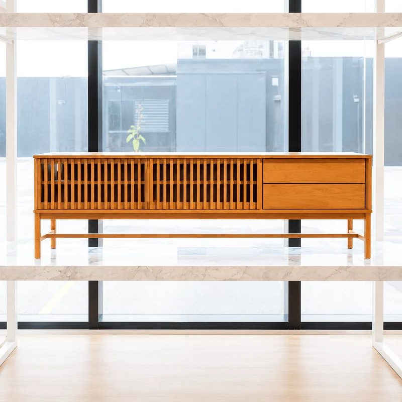 Rack TV 180cm Ader - Madera Maciza en Madera natural - Muebles para TV, Uruguay | Balton, vista 3