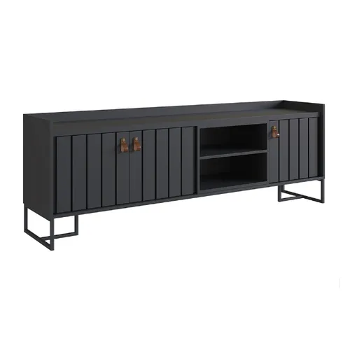 Rack Trendy 180 cm - Negro (Pie Negro) - Muebles para TV, Uruguay | Berna home