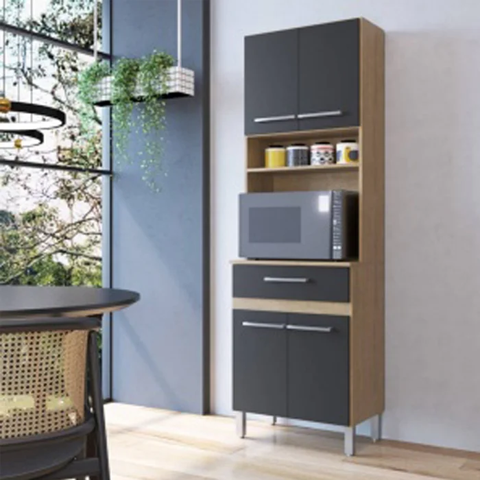 Mueble De Cocina Kit Completo 4 Puertas Cajon Amoblamiento en Nogal/Grafito - Mesas de luz, Uruguay | Soy Hogar, vista 4