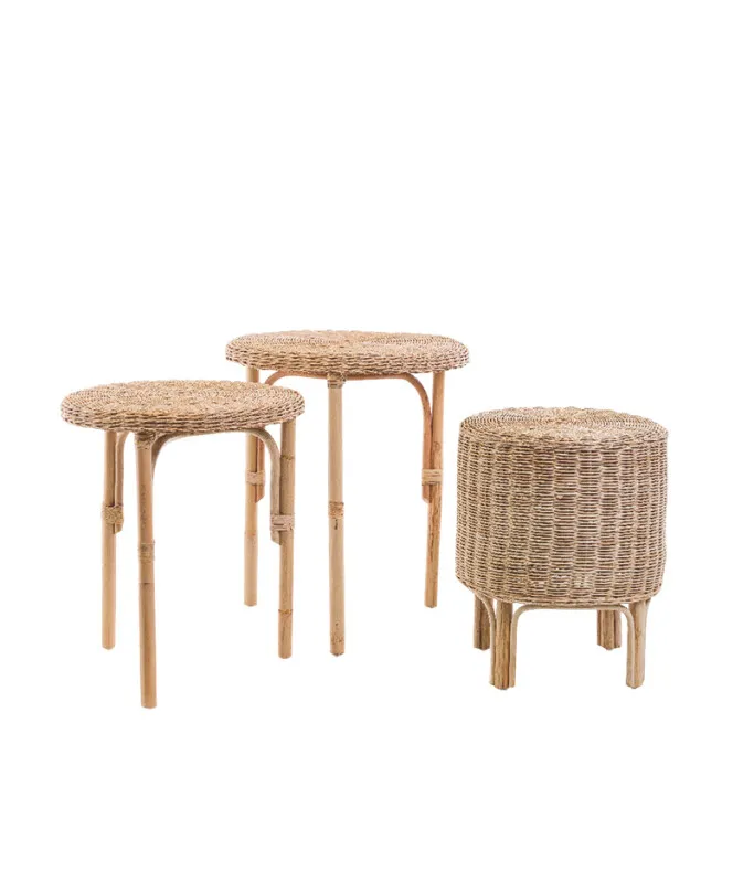 CONJUNTO MESAS LATERALES GATRI 50DIAMX35/40/45H CM en Madera natural - Mesas de arrimo, Uruguay | Vinibel