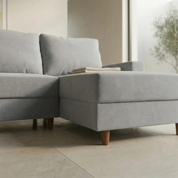 Rinconera Lucci - Tela Microfibra - Chaise derecho - Berlin 05 (Ceniza) en Beige - Sillones y sofás, Uruguay | NYR, vista 3