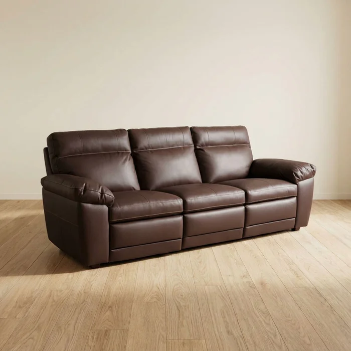 Sofá Recliner 3 Cuerpos Cuero-100-natural Marron Imperial Choc. en Marrón - Sillones y sofás, Uruguay | Divino