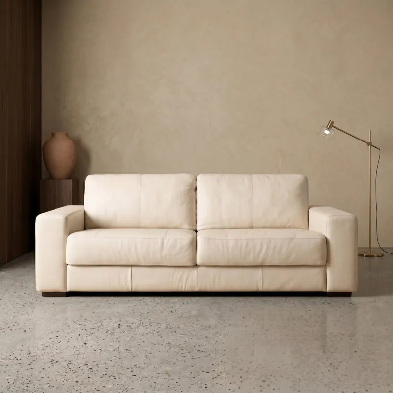 Sillón 3 cuerpos Como - 100% Cuero - Arena en Beige - Sillones y sofás, Uruguay | Rústico Hogar