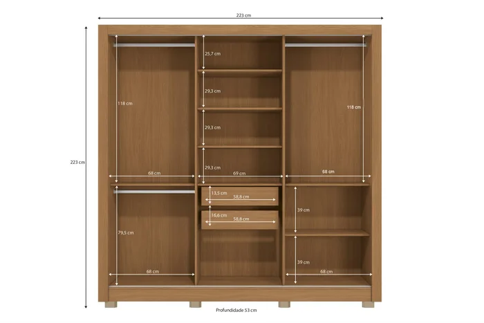 Ropero c/Espejo 3 Puertas Corredizas y 2 Cajones - 223cm. en Blanco - Roperos y placares, Uruguay | Delta Center, vista 3