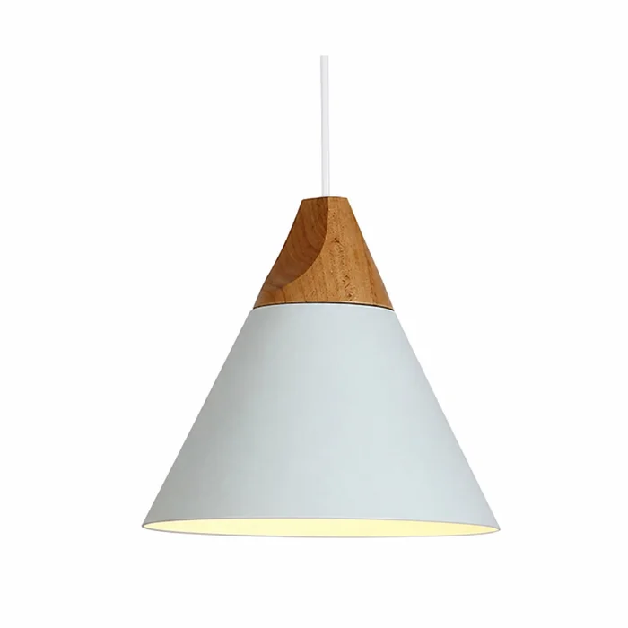 Campana de aluminio y madera cónica estilo nórdico - Blanca en Blanco - Lámparas colgantes, Uruguay | Iluminica, vista 2
