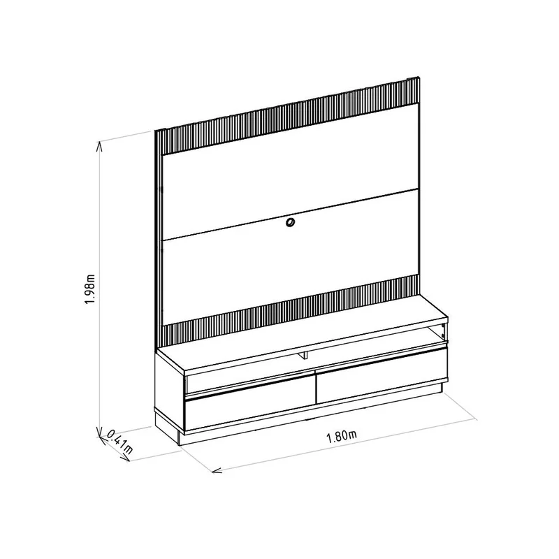 Rack con Panel Modular Sao Paulo 180cm con Led MDF/MDP en Madera natural - Muebles para TV, Uruguay | Balton, vista 9