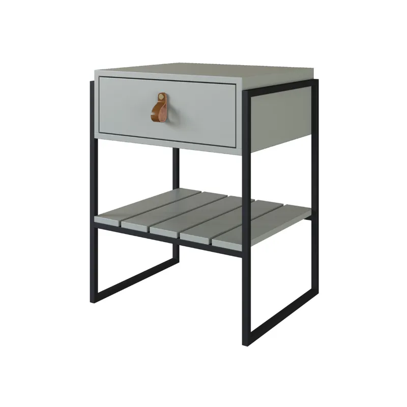 Mesa de Luz James (Verde/Hierro Negro) en Verde – Diseño exclusivo – Marco de acero al carbono de 25 mm – Pintura metaliza - Mesas de luz, Uruguay | Berna home