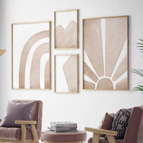 Abstractos Neutros - Sunshine X4 en Beige - Láminas, Uruguay | La Cuadrería