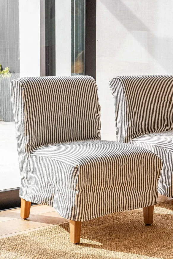 SILLA SOHO - LINO RAYAS GRIS OSCURO en Multicolor - Butacas, banquetas y puffs, Uruguay | La Iberica, vista 2