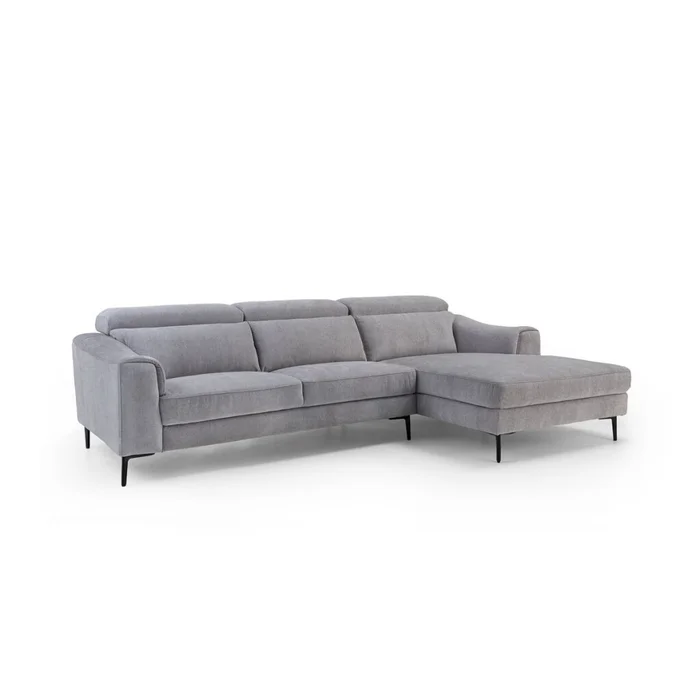 Rinconera Luke - Tela Microfibra - Chaise Derecho - 6686-7 Gris en Beige - Sillones y sofás, Uruguay | Nyr