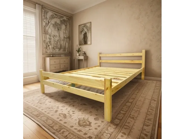 Cama 2 plazas pino en Madera natural - Dormitorio, Uruguay | Que Sal Muebleria