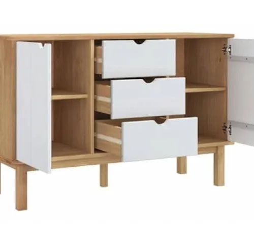 Comoda/Encimera 2P y 3C Mel/Gris Linea Nordica en Madera Maciza - Cómodas, Uruguay | Que Sal Muebleria