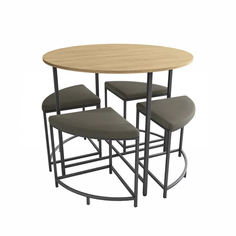Mesa redonda 90 cms diámetro con 4 bancos Miel y Negro en Multicolor - Mesas de comedor, Uruguay | Champagne Home