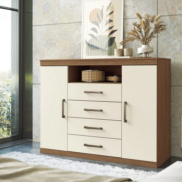 Comodas Cajoneras 2 Puertas 4 Cajones Dormitorio Jatoba Arena - Cómodas, Uruguay | Lais Muebles, vista 3