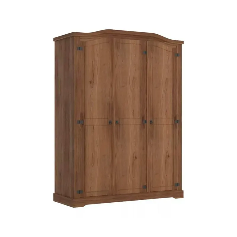 Ropero Curvo 3 Puertas Madera Maciza Línea Monterrey - Oscuro/Nogal en Marrón - Roperos y placares, Uruguay | Ecowood