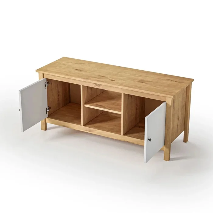 Rack para TV 2 Puertas - Línea Maden - Blanco en Blanco - Muebles para TV, Uruguay | Ecowood, vista 3