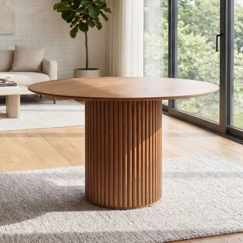 Mesa de Comedor 1.2 Redonda - Línea Manhattan - Marrón en Marrón - Mesas de comedor, Uruguay | Rústico Hogar