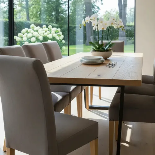 Juego Comedor Industrial 220x1 - 10 Sillas De Vestir - Ozark A Eleccion en Madera natural - Mesas de comedor, Uruguay | Ozark Home